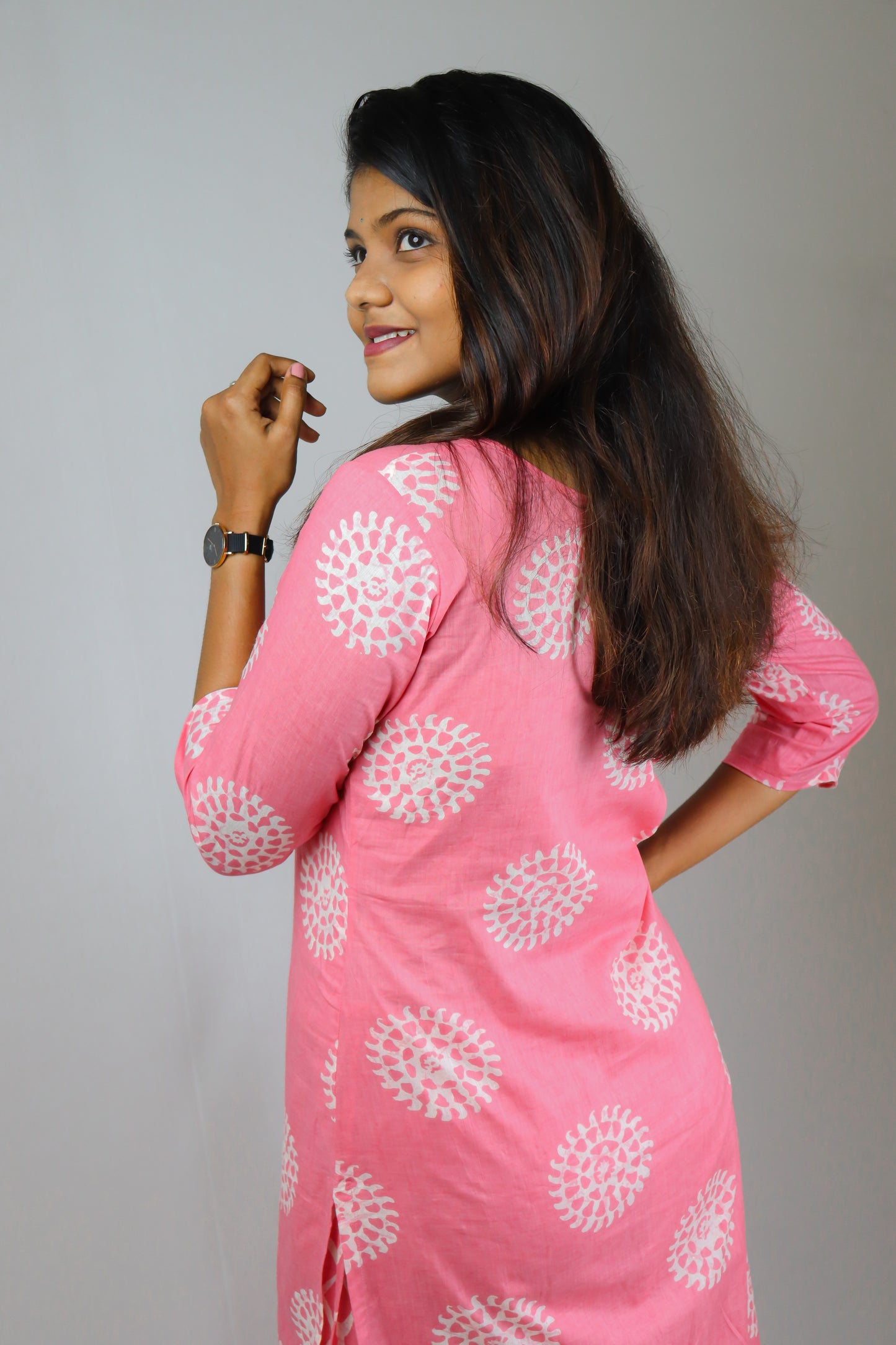 Pink pure cotton kurta for women