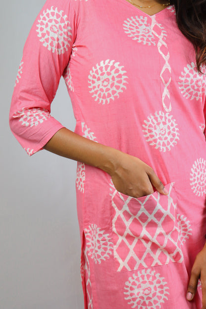 Blush Pink Cotton Kurta set