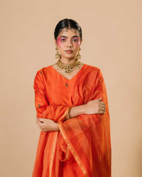 Aurea Vermilion Pure Mul Chanderi Silk kurta Suit Set