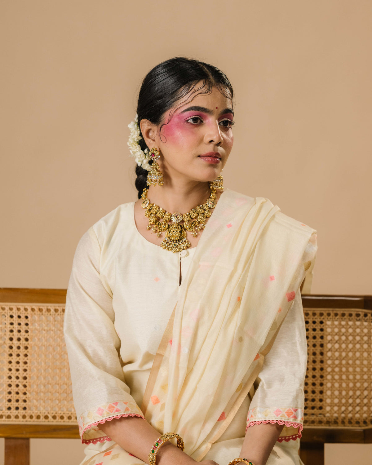 Iris Ivory Mul Chanderi Silk Suit Set