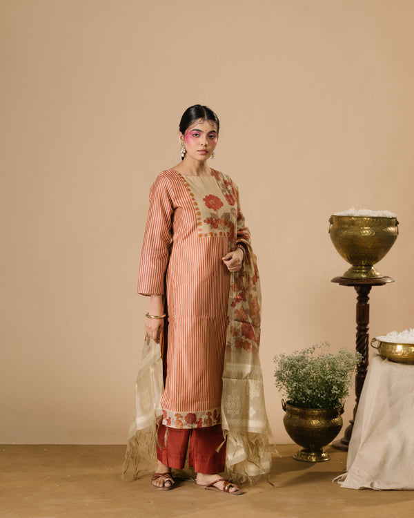 Mira Terracotta Modal Silk kurta Suit Set