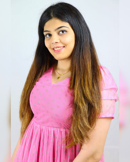 Pink Chiffon net maxi
