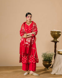 Serena Crimson Pure Mul Chanderi Silk kurta Suits